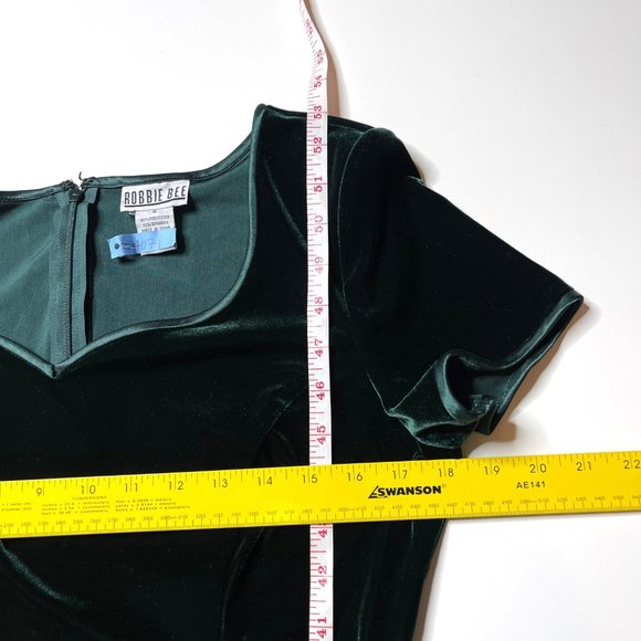 Vintage Robbie Bee Green Velvet Dress Size 8 Sweetheart Formal Homecoming Prom - Picture 8 of 8